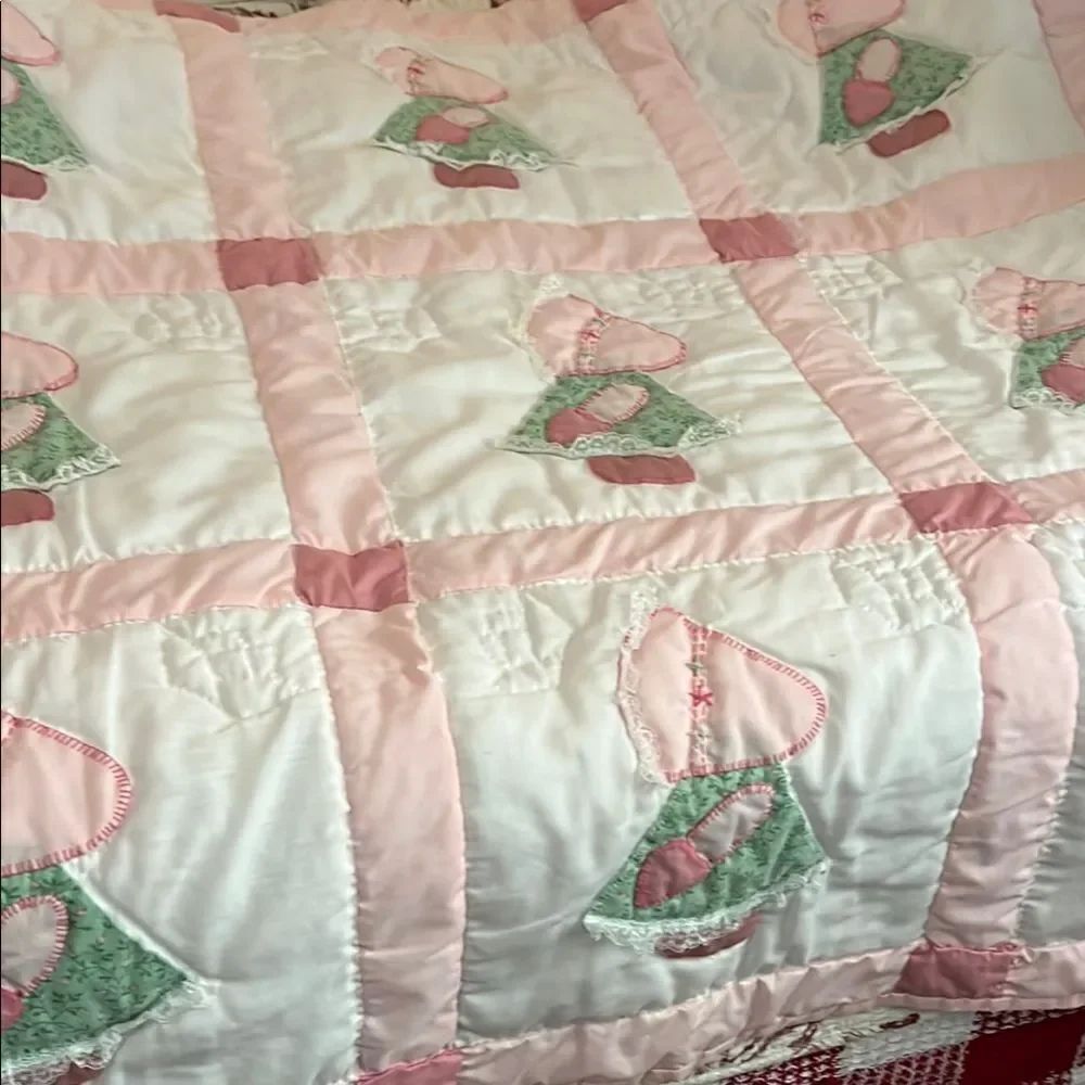 Handmade bonnet doll quilt